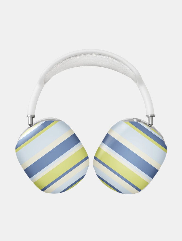 Horizontal Stripes Blue Green Beige Airpod Max Case in Gloss AirPods Cases Skinnydip London