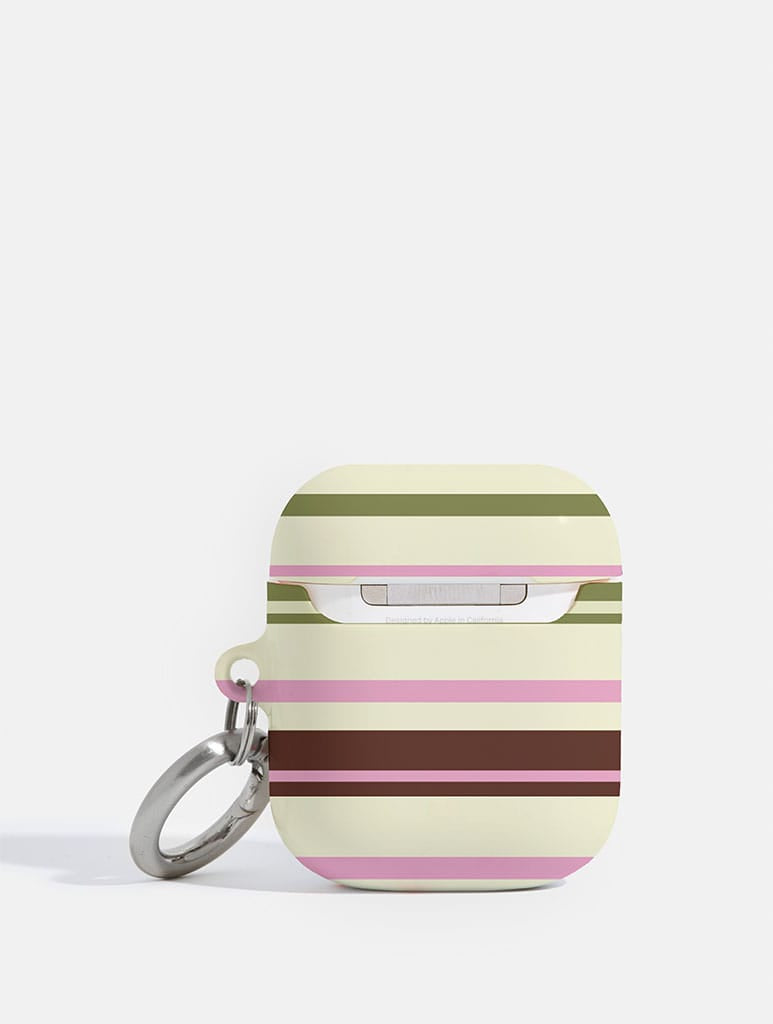 Horizontal Stripes Pink Green Brown AirPods Case AirPods Cases Skinnydip London