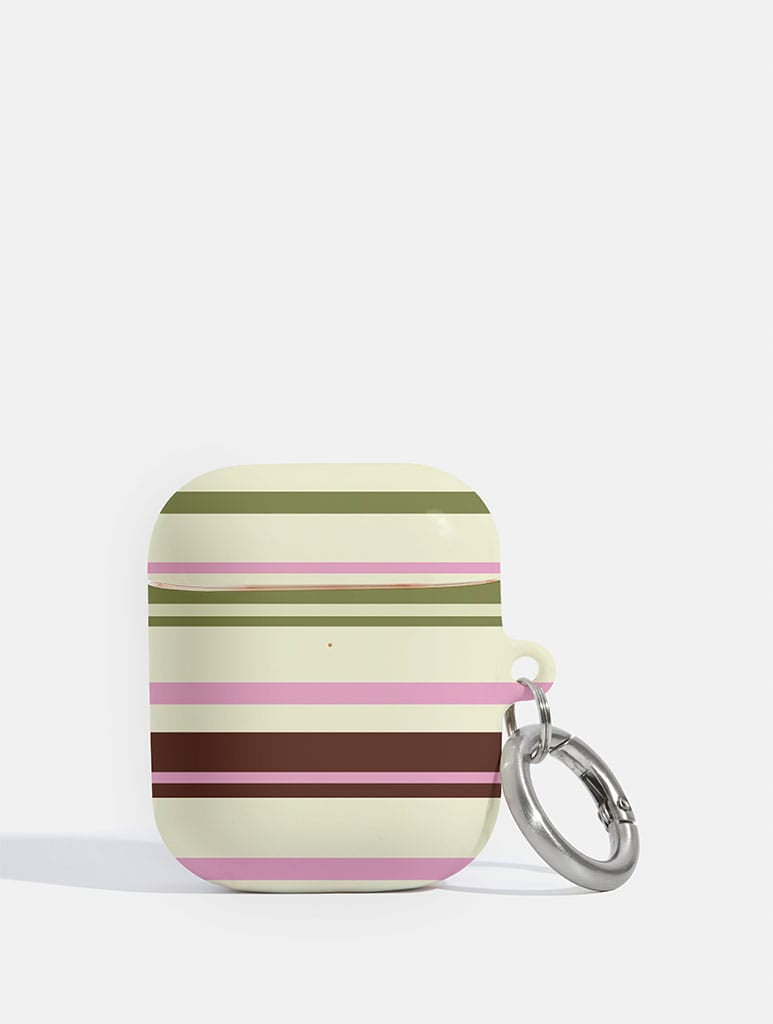 Horizontal Stripes Pink Green Brown AirPods Case AirPods Cases Skinnydip London