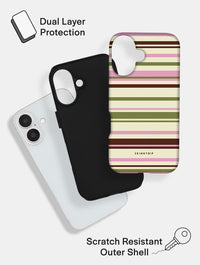 Horizontal Stripes Pink Green Brown Ultra Protective iPhone Case Phone Cases Skinnydip London
