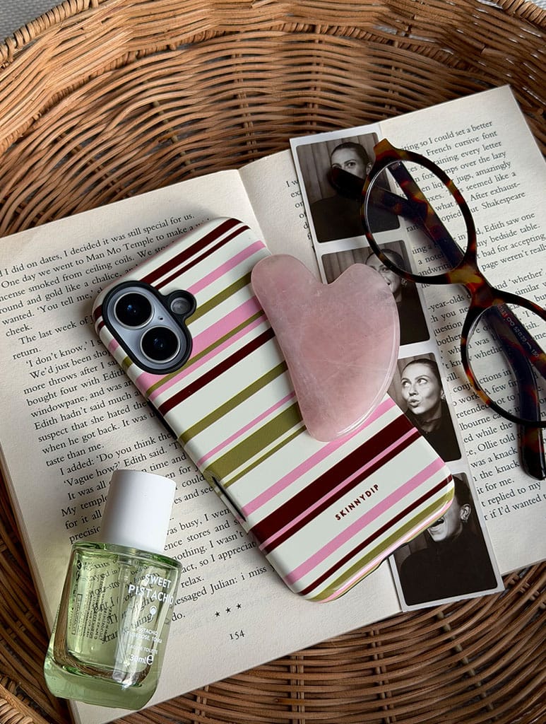 Horizontal Stripes Pink Green Brown Ultra Protective iPhone Case Phone Cases Skinnydip London