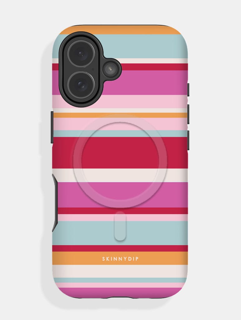 Horizontal Stripes Pink Red Orange Blue Magsafe Ultra Protective iPhone Case Phone Cases Skinnydip London