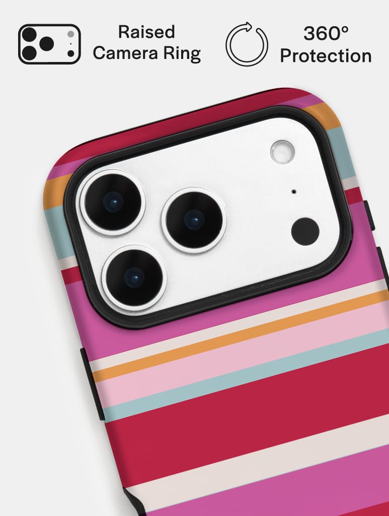 Horizontal Stripes Pink Red Orange Blue Ultra Protective iPhone Case Phone Cases Skinnydip London