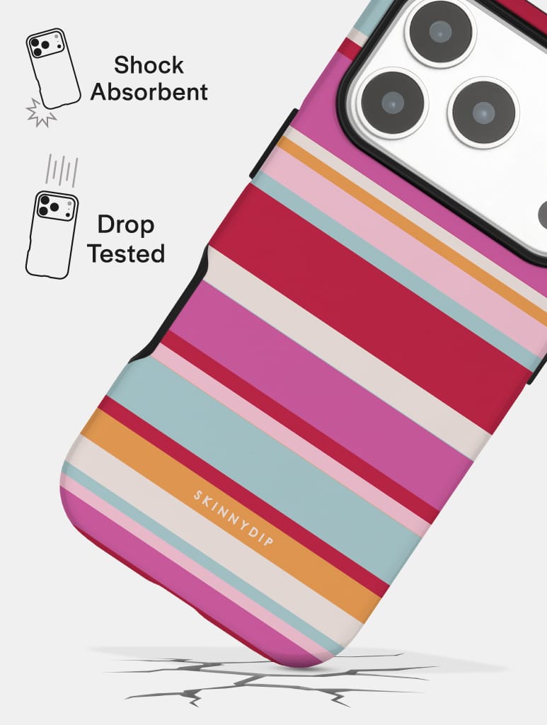 Horizontal Stripes Pink Red Orange Blue Ultra Protective iPhone Case Phone Cases Skinnydip London
