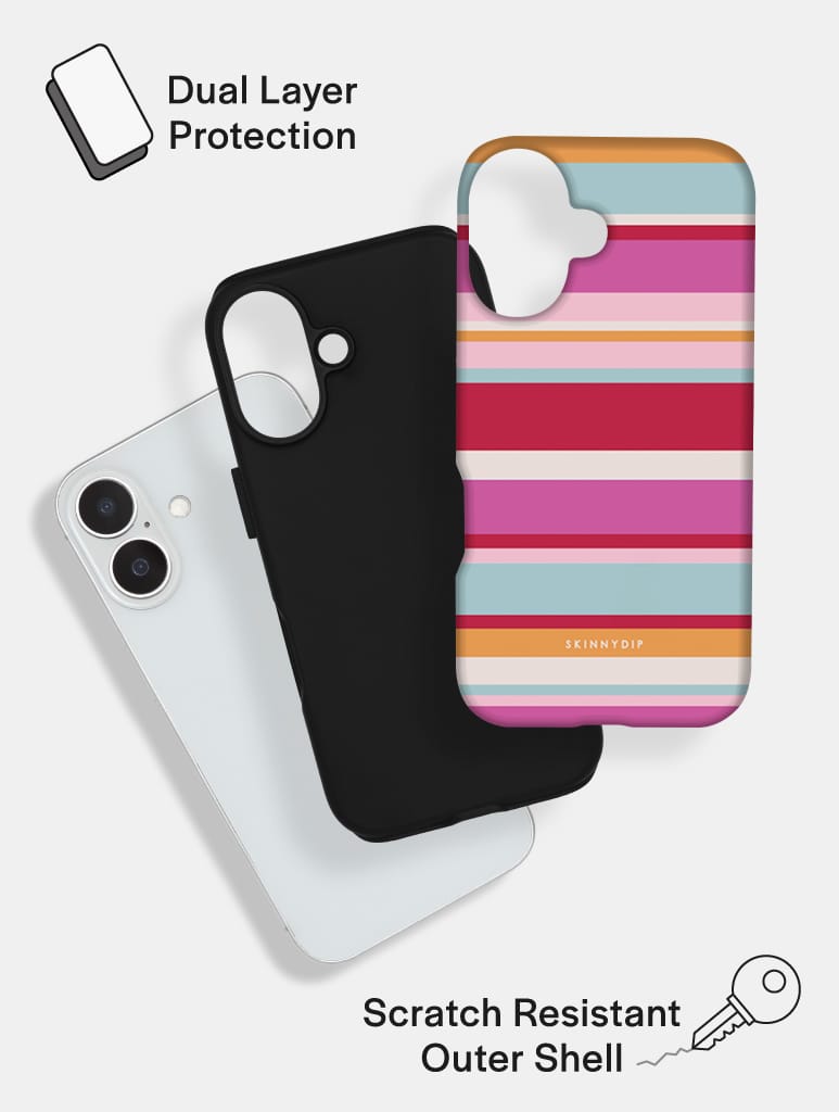 Horizontal Stripes Pink Red Orange Blue Ultra Protective iPhone Case Phone Cases Skinnydip London