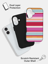 Horizontal Stripes Pink Red Orange Blue Ultra Protective iPhone Case Phone Cases Skinnydip London