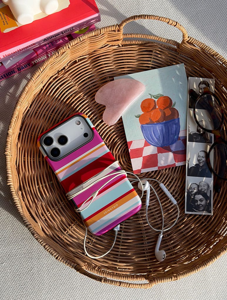 Horizontal Stripes Pink Red Orange Blue Ultra Protective iPhone Case Phone Cases Skinnydip London