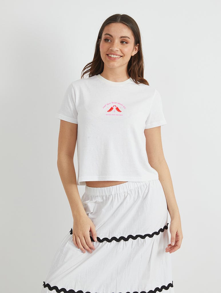 Hotter Than Your Ex Baby T-Shirt in White Tops & T-Shirts Skinnydip London