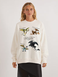 How To Train Your Dragon x Skinnydip Species Sweatshirt In White Hoodies & Sweatshirts Skinnydip London