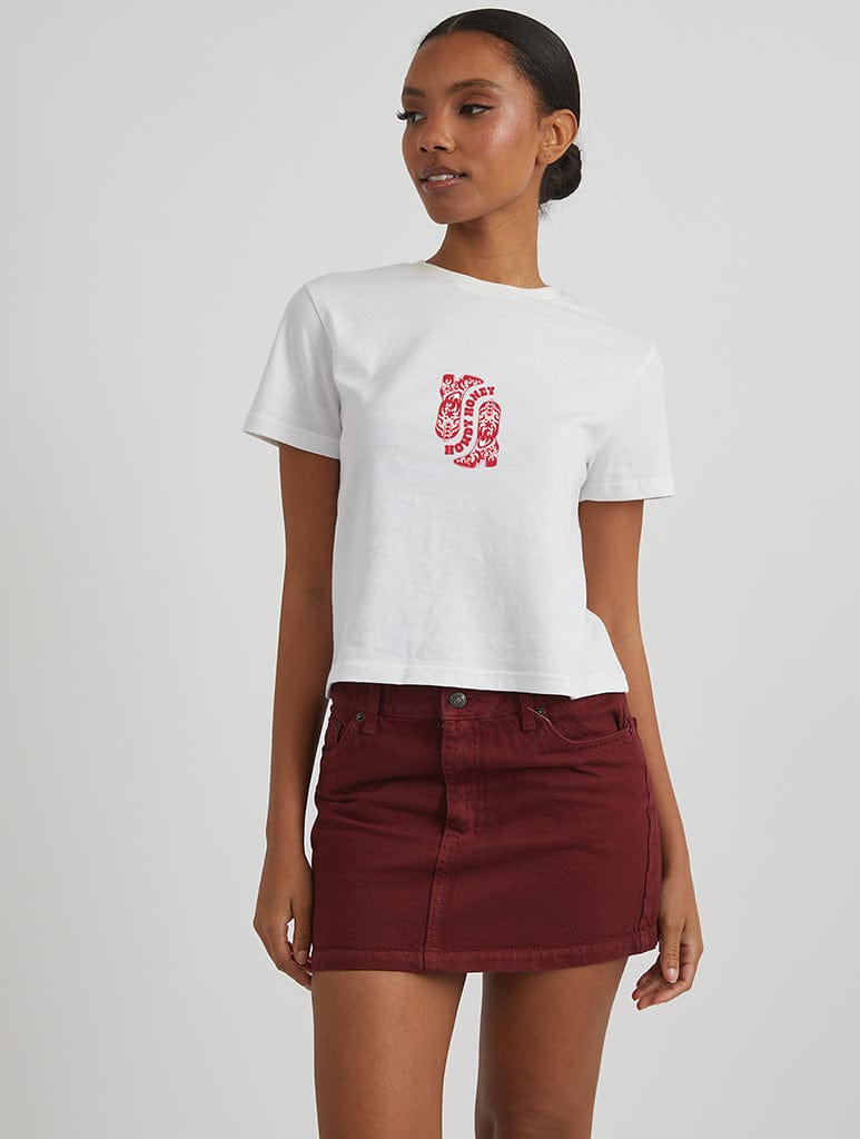 Howdy Honey Baby T-Shirt in White Tops & T-Shirts Skinnydip London