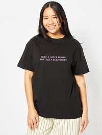I Like A Lot Of Books T-Shirt In Black Tops & T-Shirts Skinnydip London