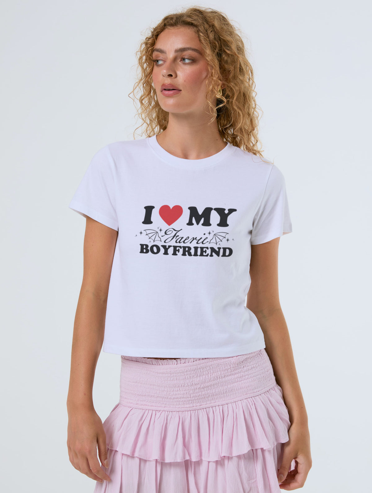 I Love My Faerie BF Baby T-Shirt In White Tops & T-Shirts Skinnydip London