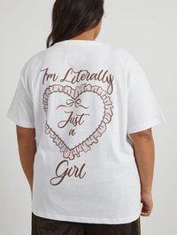 I'm Literally Just A Girl T-Shirt In Ecru Tops & T-Shirts Skinnydip London