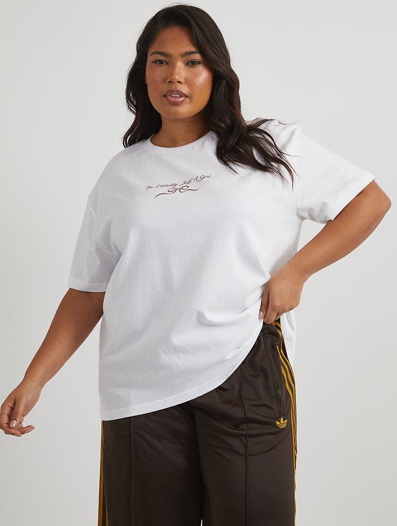 I'm Literally Just A Girl T-Shirt In Ecru Tops & T-Shirts Skinnydip London