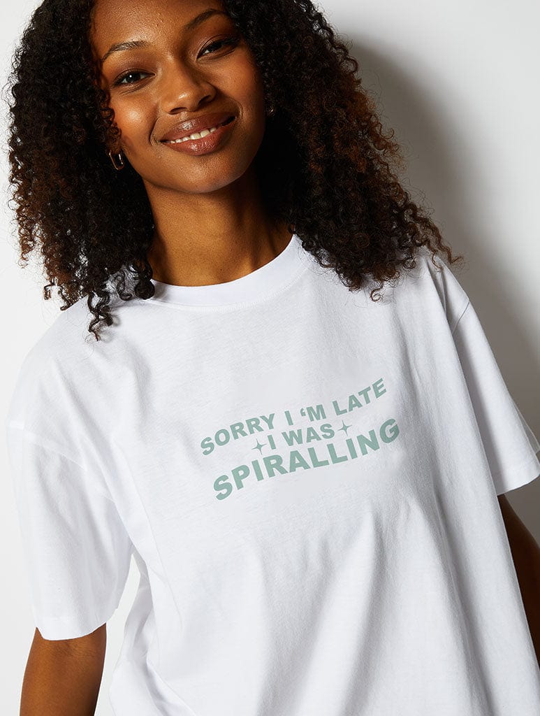 I Was Spiralling T-Shirt In White Tops & T-Shirts Skinnydip London