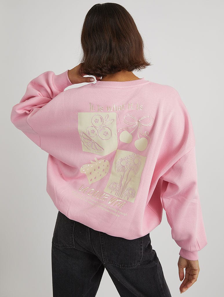 It Is What It Is Sweatshirt in Pink Hoodies & Sweatshirts Skinnydip London