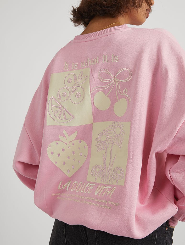 It Is What It Is Sweatshirt in Pink Hoodies & Sweatshirts Skinnydip London