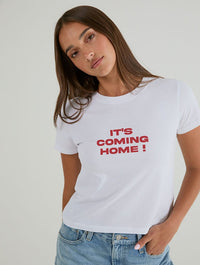 It's Coming Home Baby T-Shirt In White Tops & T-Shirts Skinnydip London