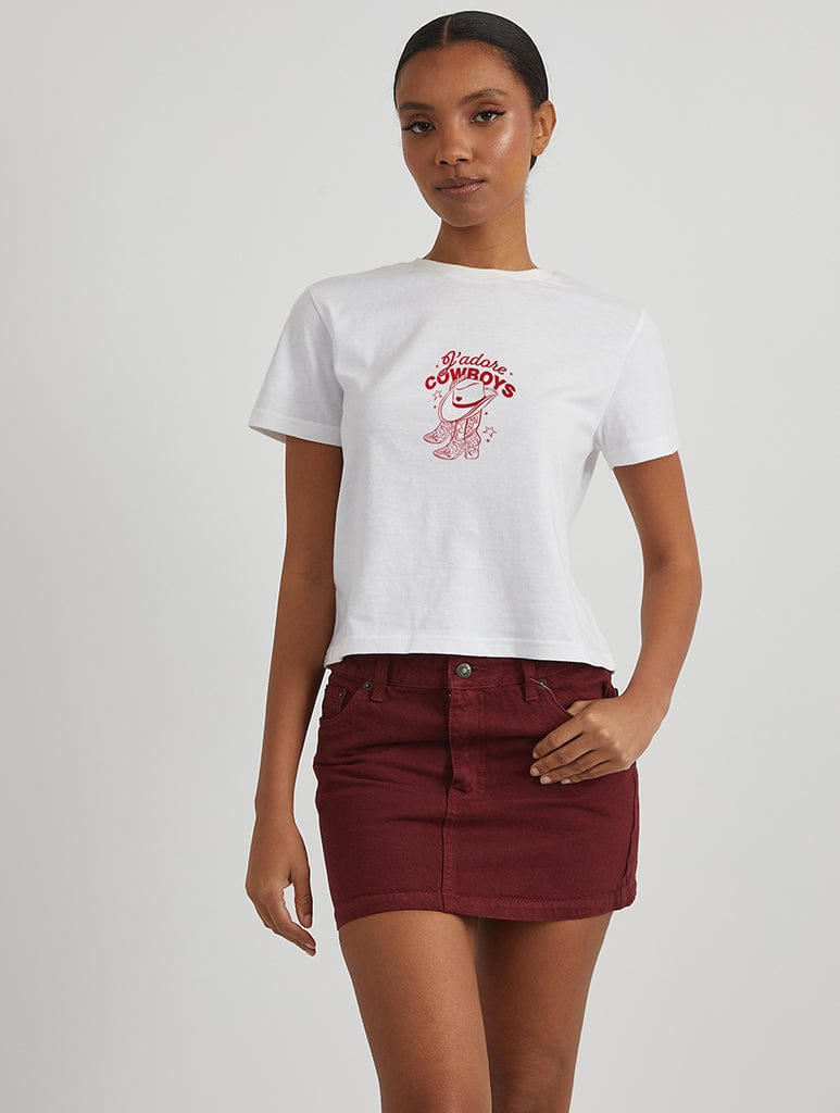Jadore Cowboys Baby T-Shirt in White Tops & T-Shirts Skinnydip London