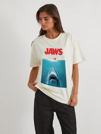 Jaws x Skinnydip Poster T-Shirt In White Tops & T-Shirts Skinnydip London