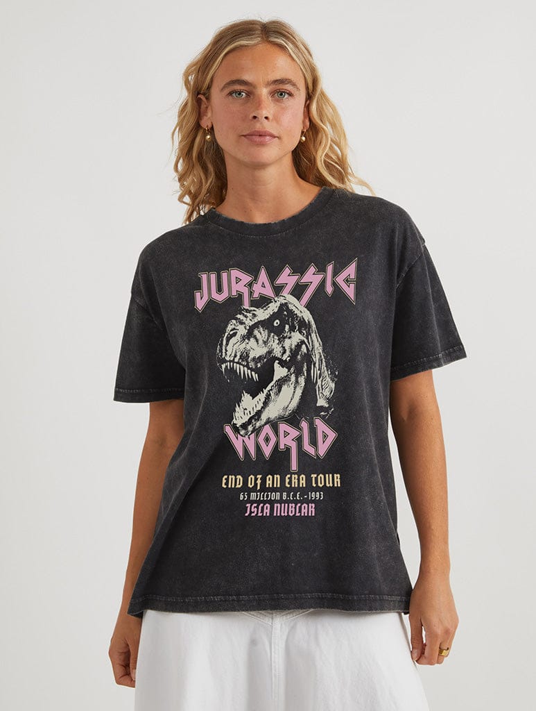 Jurassic World x Skinnydip T-Shirt In Acid Wash Tops & T-Shirts Skinnydip London
