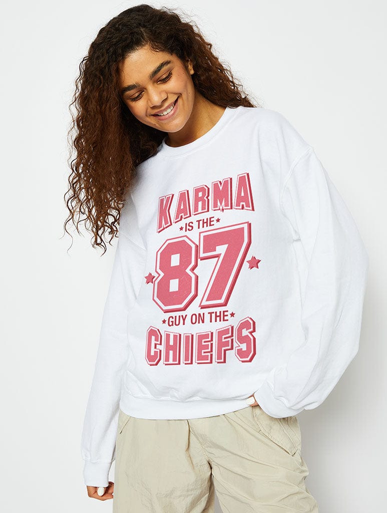 Karma Sweatshirt in White, Tayvis Sweatshirt