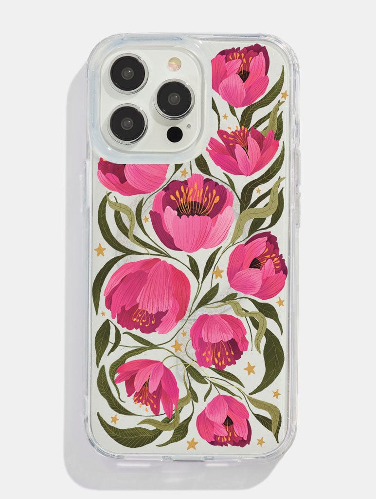 Kate Fox x Skinnydip Pink Floral Glitter MagSafe iPhone Case Phone Cases Skinnydip London
