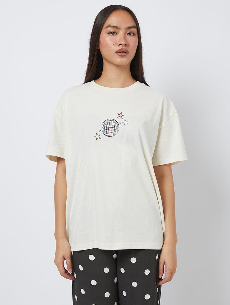 KATTDO Sticker T-Shirt In White Tops & T-Shirts Skinnydip London
