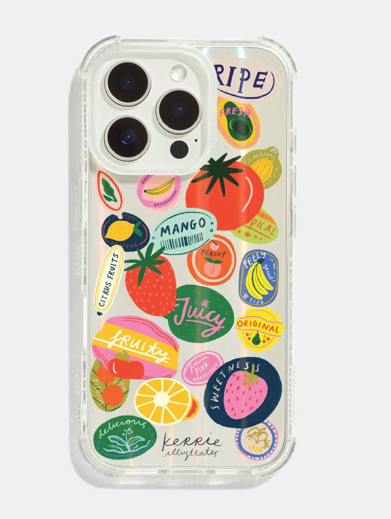 Kerrie Illustrates x Skinnydip Fruit Stickers Shock iPhone Case Phone Cases Skinnydip London