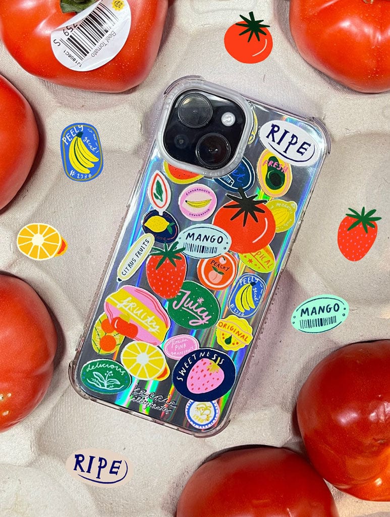 Kerrie Illustrates x Skinnydip Fruit Stickers Shock iPhone Case Phone Cases Skinnydip London
