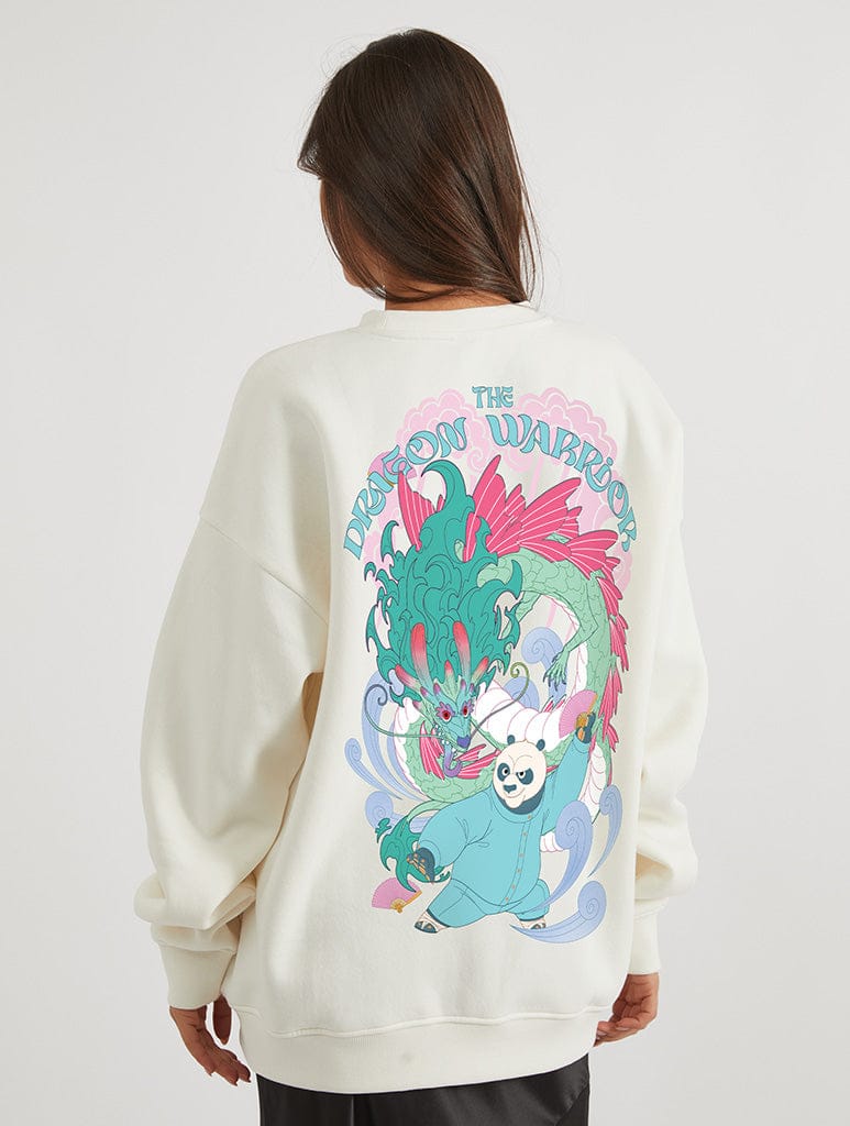 Kung Fu Panda x Skinnydip Dragon Warrior Sweatshirt In White Hoodies & Sweatshirts Skinnydip London