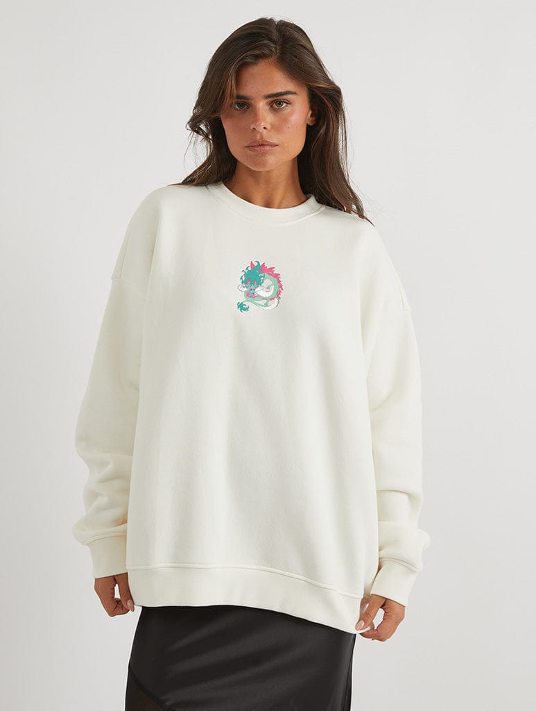 Kung Fu Panda x Skinnydip Dragon Warrior Sweatshirt In White Hoodies & Sweatshirts Skinnydip London