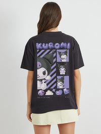 Kuromi Purple Graphic T-Shirt In Black Tops & T-Shirts Skinnydip London