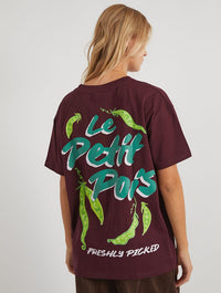 Le Petit Pois T-Shirt in Burgundy Tops & T-Shirts Skinnydip London