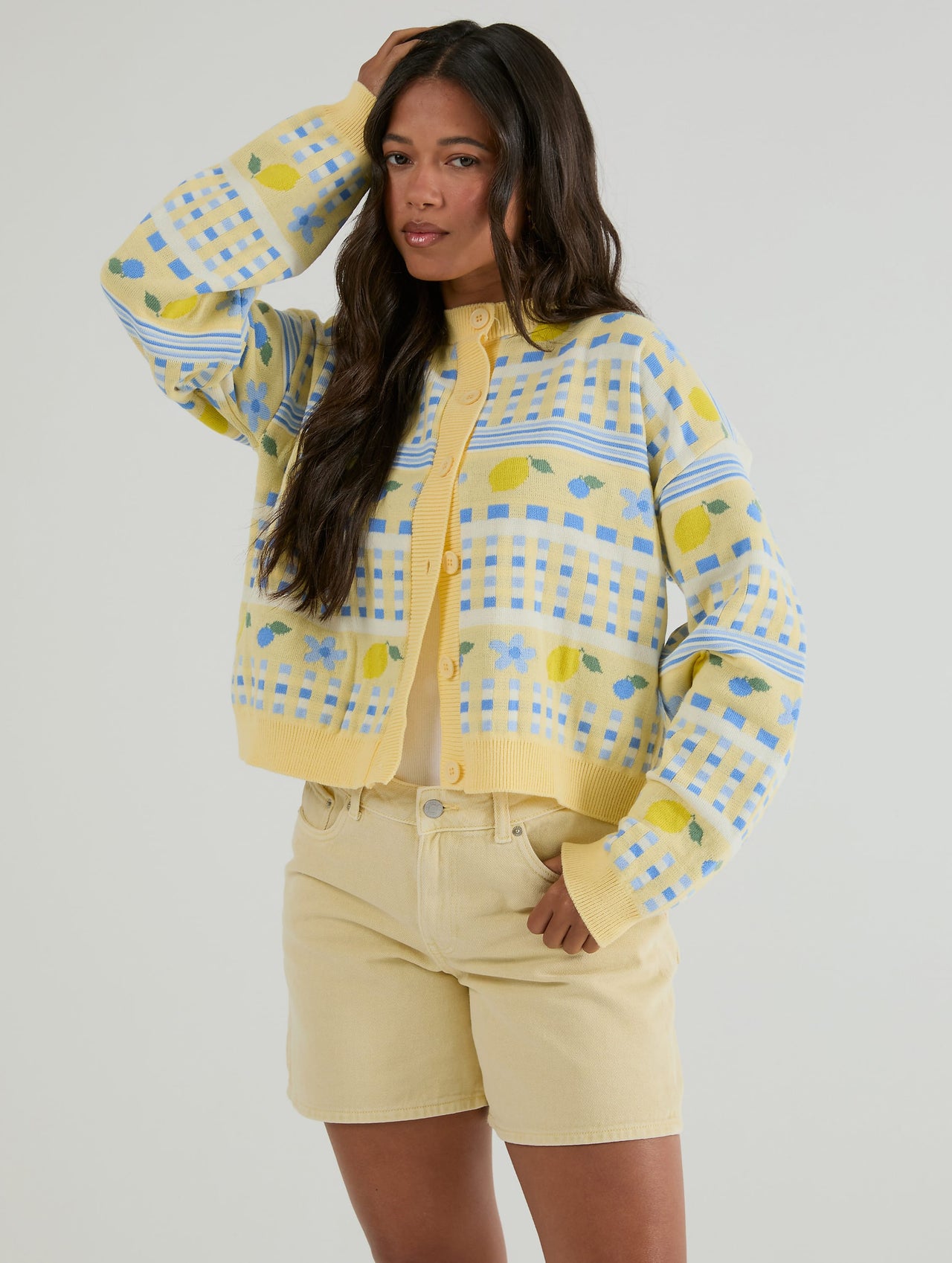 Lemon Yellow Stripe Knitted Cardigan Jumpers & Cardigans Skinnydip London