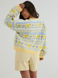 Lemon Yellow Stripe Knitted Cardigan Jumpers & Cardigans Skinnydip London