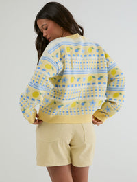 Lemon Yellow Stripe Knitted Cardigan Jumpers & Cardigans Skinnydip London