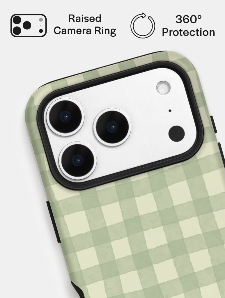Light Green Gingham Ultra Protective iPhone Case Phone Cases Skinnydip London