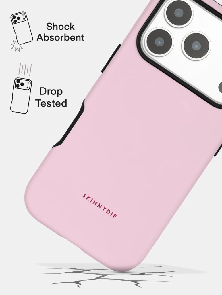 Light Pink with Red Solid Colour Ultra Protective iPhone Case Phone Cases Skinnydip London
