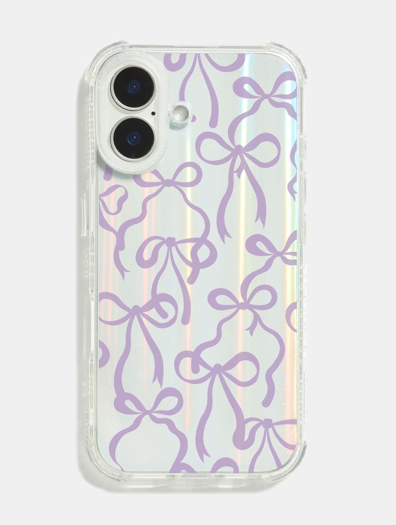 Lilac Bows Holo Shock iPhone Case Phone Cases Skinnydip London