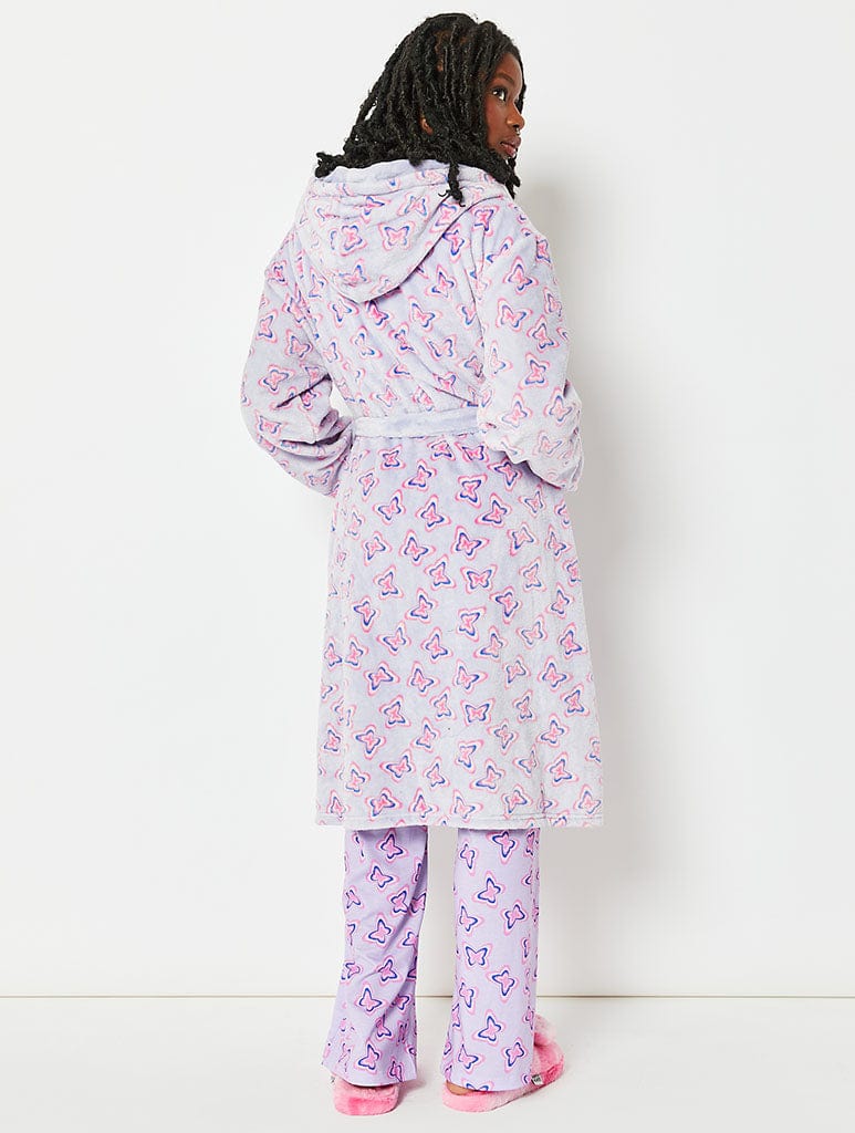 Lilac Butterfly Dressing Gown Lingerie & Nightwear Skinnydip London