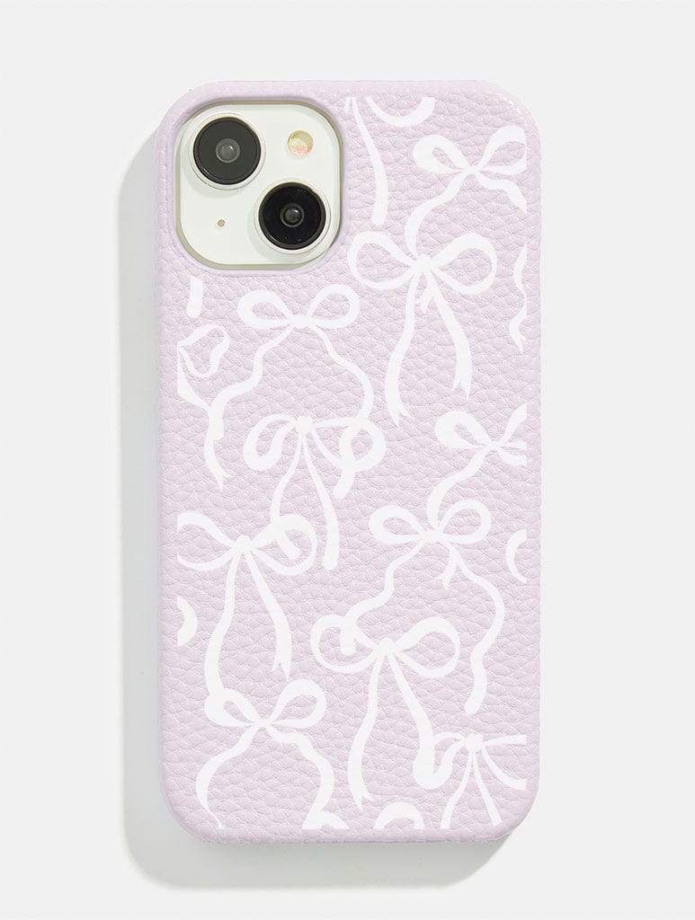 Lilac White Bows Vegan Leather iPhone Case Phone Cases Skinnydip London