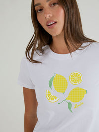 Limon Yellow Gingham Baby T-Shirt In White Tops & T-Shirts Skinnydip London