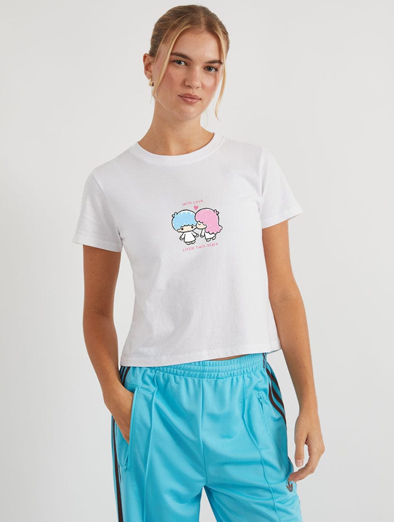 Little Twin Stars x Skinnydip With Love Baby T-Shirt In White Tops & T-Shirts Skinnydip London