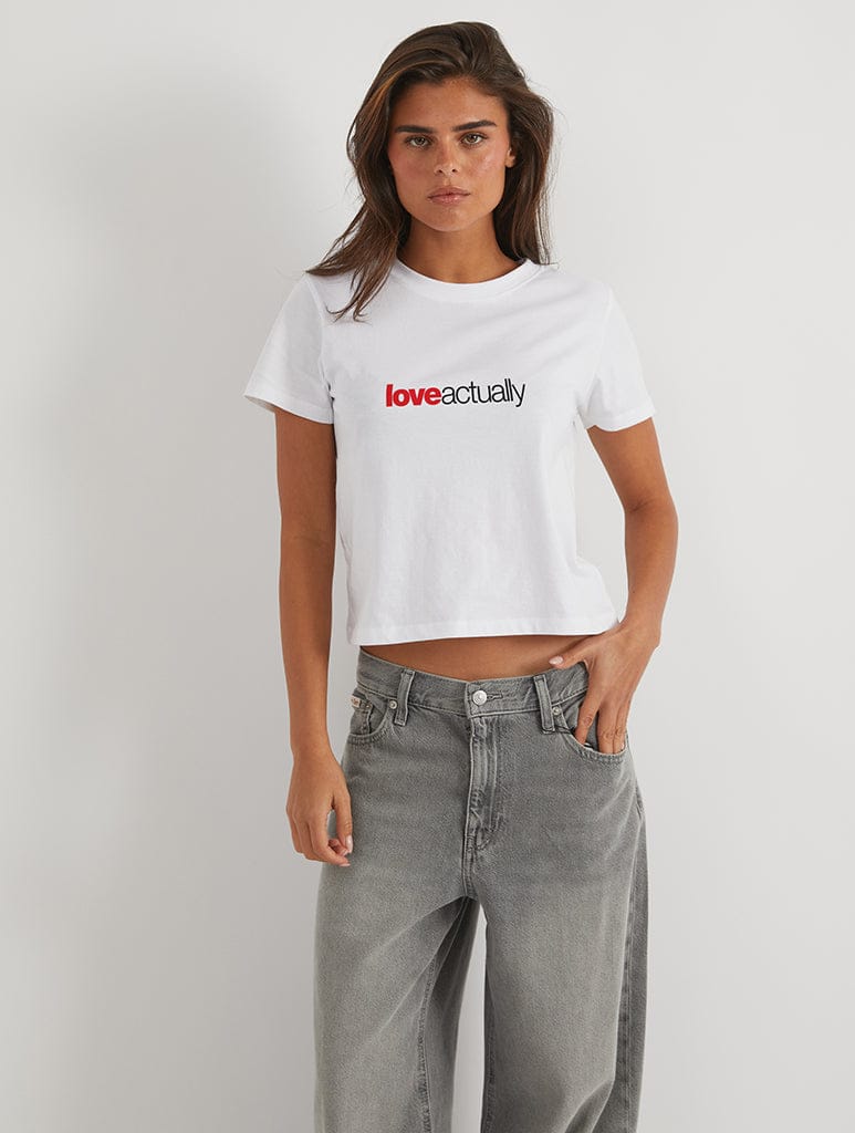 Love Actually x Skinnydip Baby T-Shirt In White Tops & T-Shirts Skinnydip London