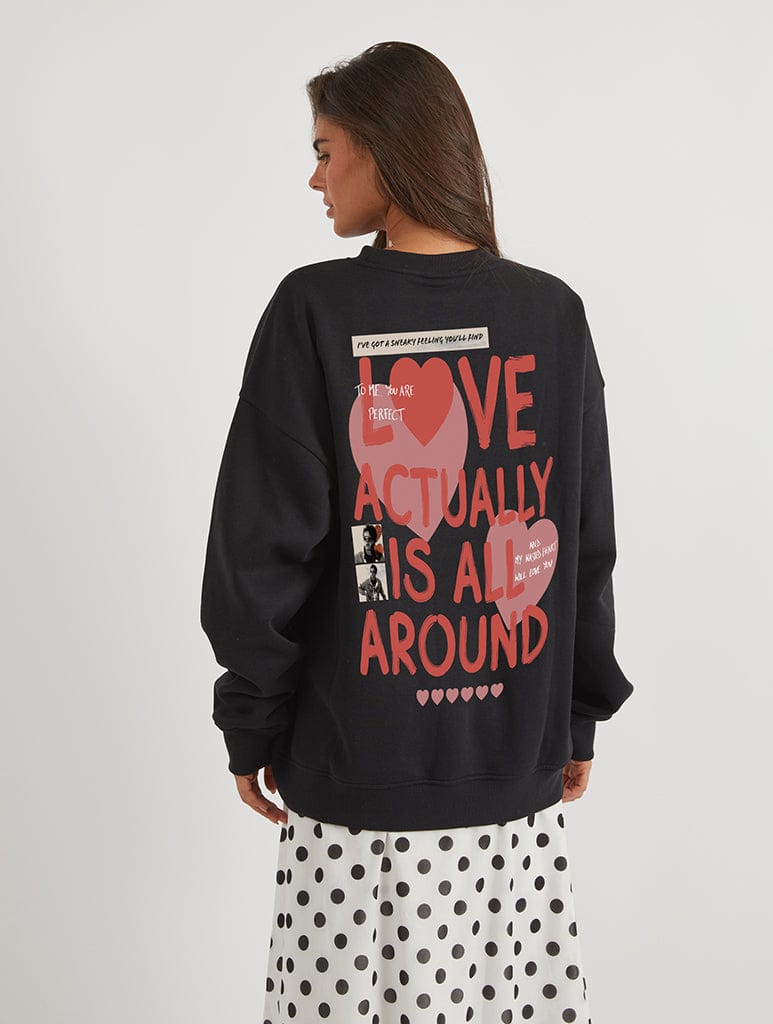 Love Actually x Skinnydip Love Is All Around Sweatshirt In Black Hoodies & Sweatshirts Skinnydip London