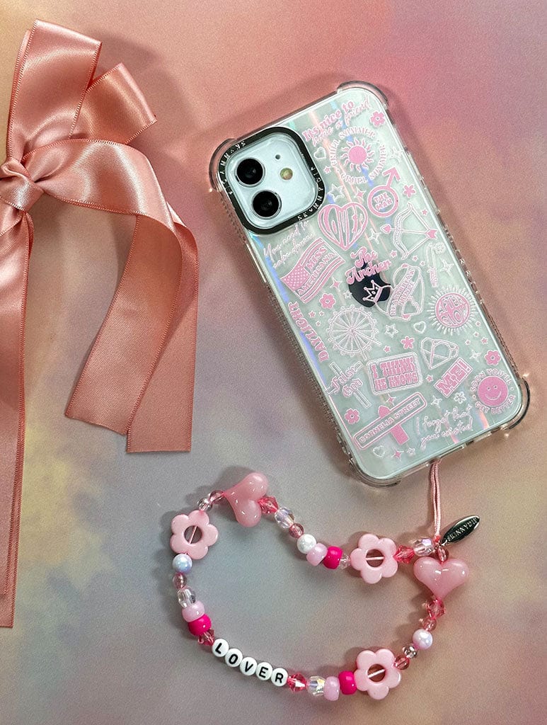 Lover Pink Beaded Phone Strap Phone Grips Skinnydip London