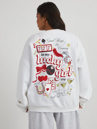 Lucky Girl Sweatshirt In Ecru Hoodies & Sweatshirts Skinnydip London