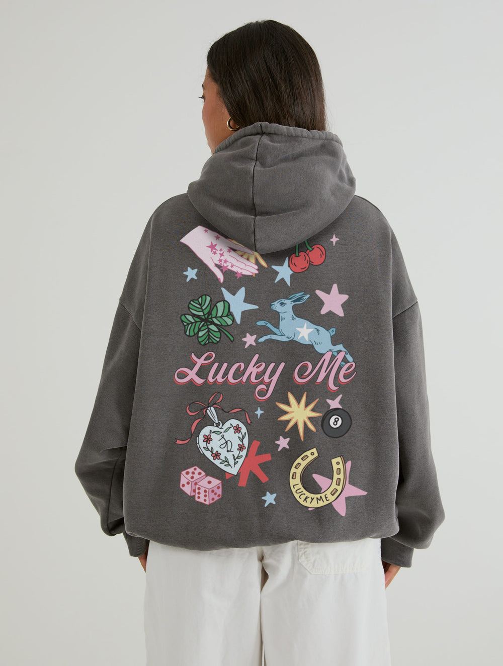 Lucky Me Hoodie In Acid Wash Hoodies & Sweatshirts Skinnydip London