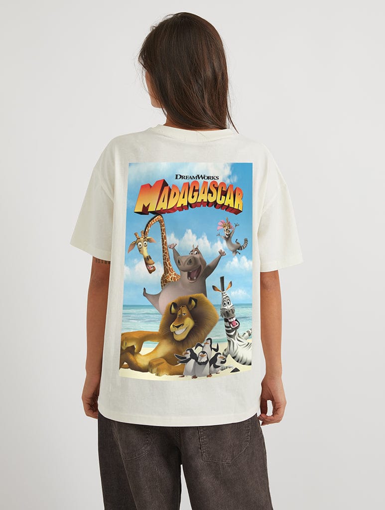 Madagascar x Skinnydip Poster T-Shirt In White Tops & T-Shirts Skinnydip London